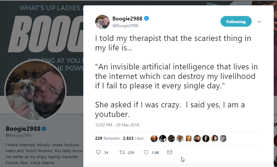 The YouTube algorithms are out to get Boogie2988