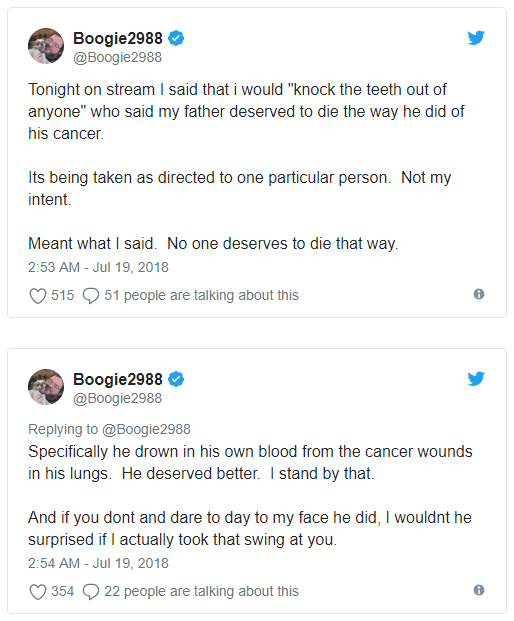 Boogie2988 threatens violence defending his child rapist father - Bent Corner Boogie2988 threatens violence defending his child rapist father - Bent Corner