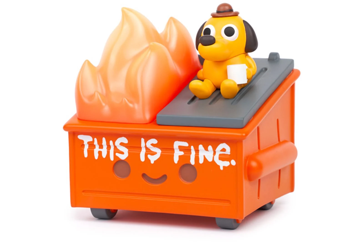 Lil Dumpster Fire 'This Is Fine' vinyl figure â€“ Bent Corner