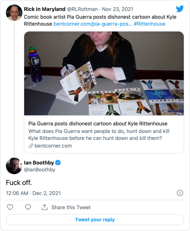 Pia Guerra posts dishonest cartoon about Kyle Rittenhouse - Bent Corner