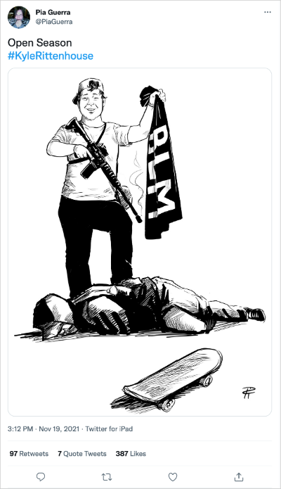 Pia Guerra posts dishonest cartoon about Kyle Rittenhouse - Bent Corner